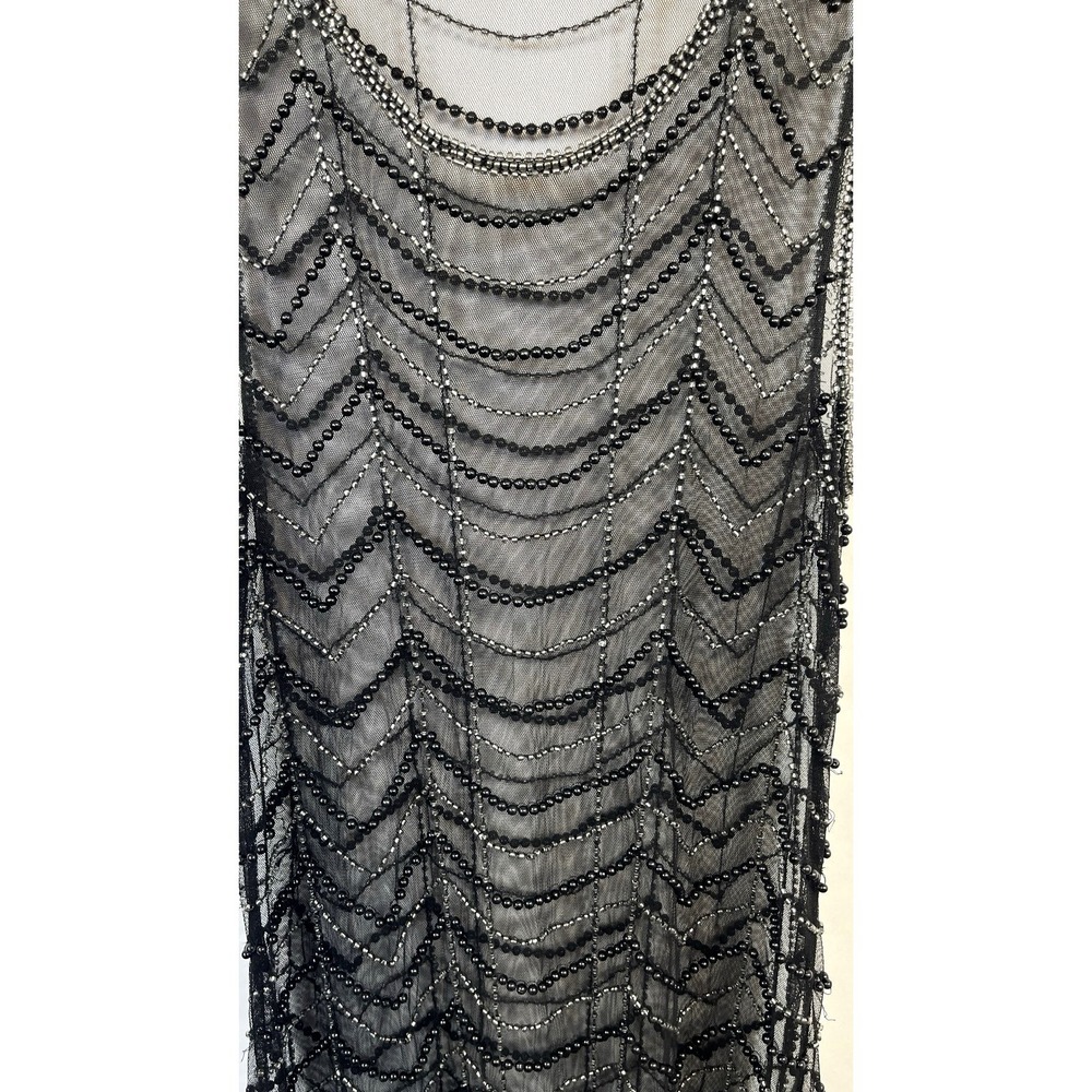 Womens Beaded Sheer Overlay Beaded Mini Dress Size XS Black Bohemian Festival - Picture 3 of 13